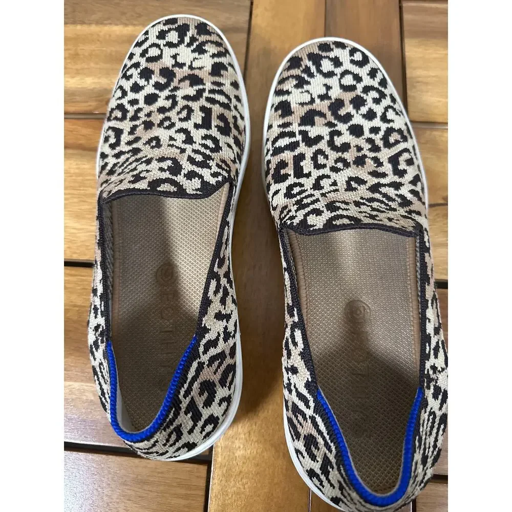 Rothy’s Women’s 10.5 Leopard Print Knit Slip On Sneakers Animal Print